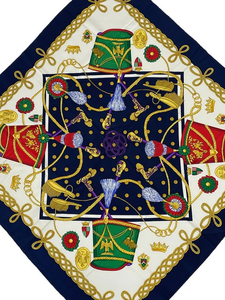 Celine Navy Cream Multi Scarf